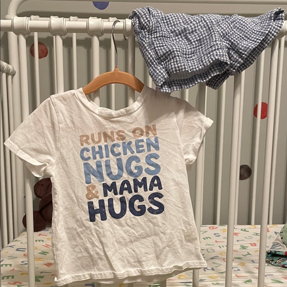 Kids White and Blue Graphic T-Shirt